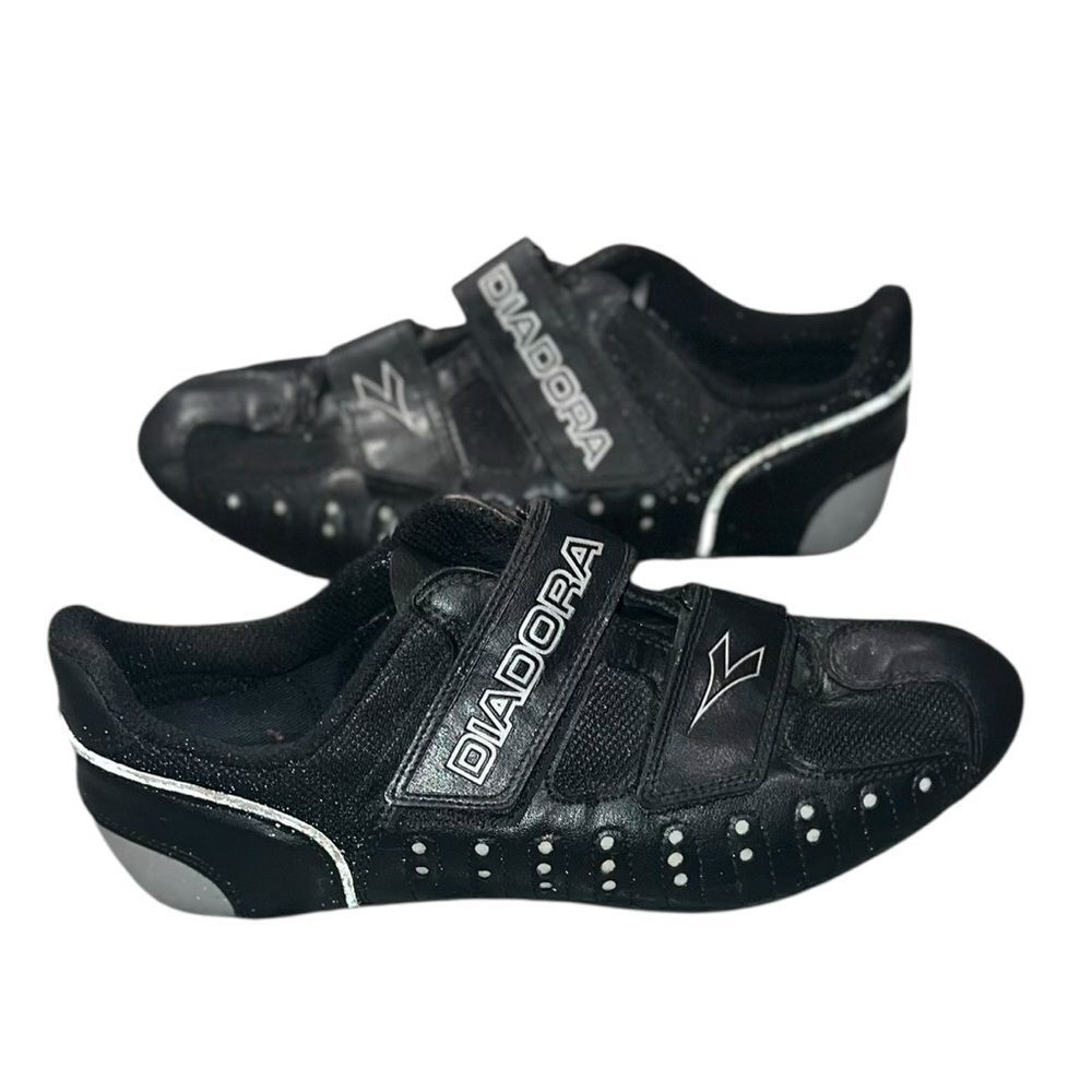 Diadora Black Road Cycling Shoes EU 40 Men’s 7 Women’s 8.5 Velcro 3-Bolt